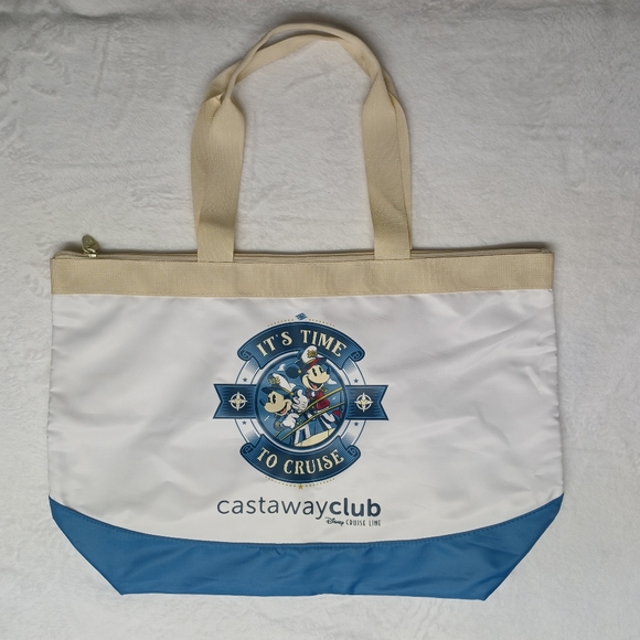 Disney Cruise Line DCL Castaway Club - Large Tote Bag -white/blue bottom - Picture 2 of 7
